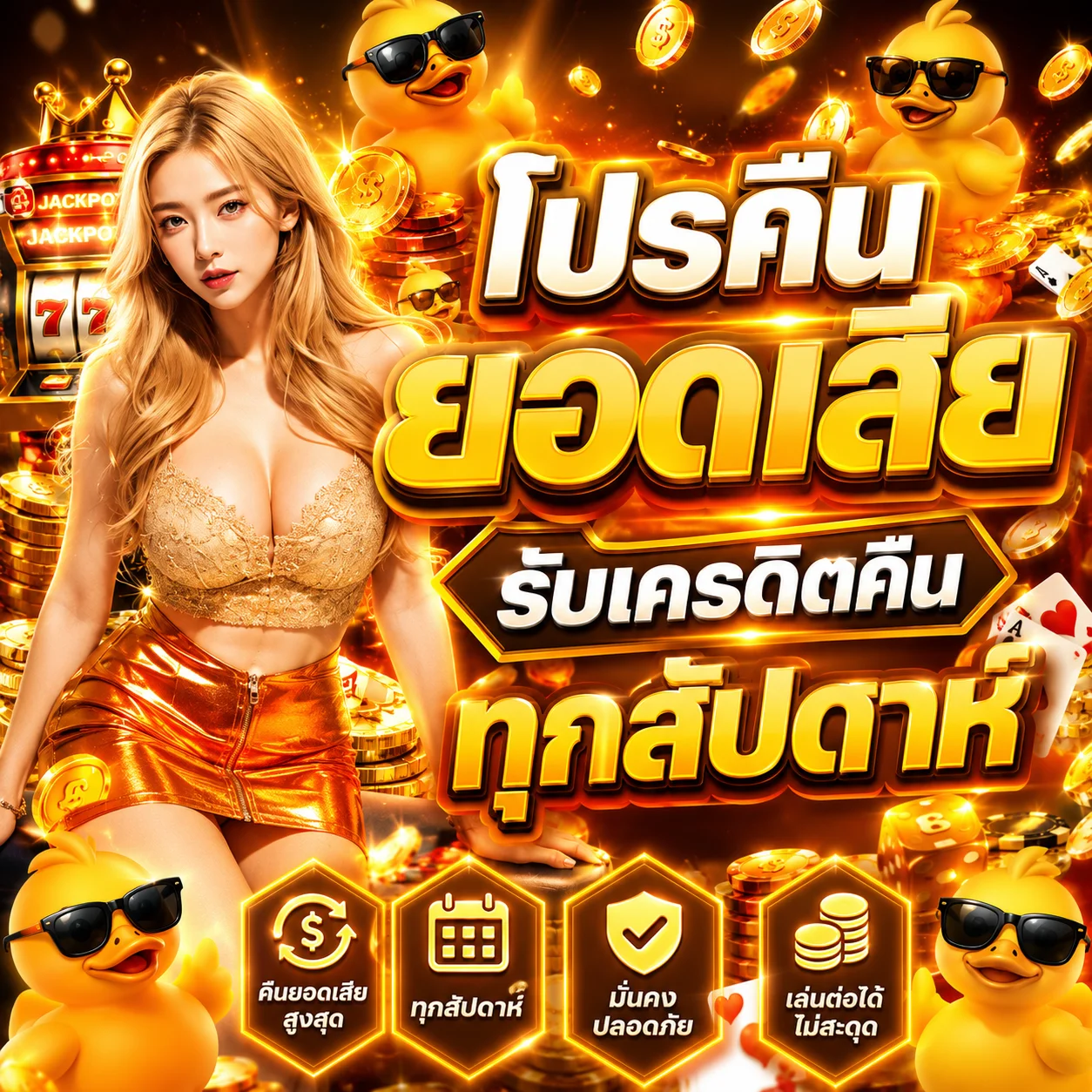 โปรคืนยอดเสีย DUCK1234 รับเครดิตคืนทุกสัปดาห์